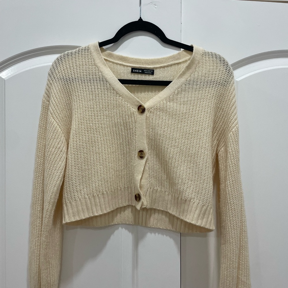 SHEIN Cream Button-Up Women's Cardigan